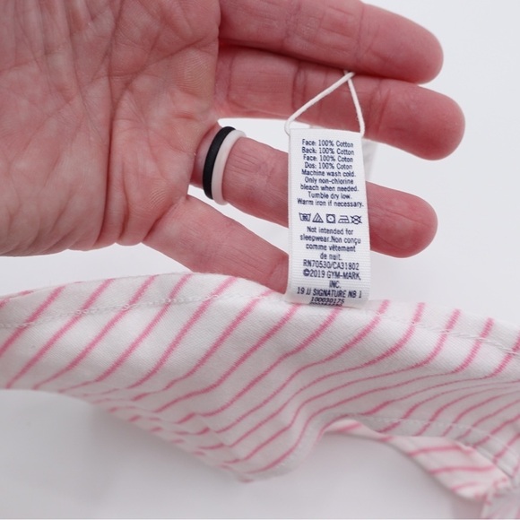 NWT Janie & Jack Baby Girl Bib 100% Cotton Snap Closure Pink Striped - Picture 6 of 8